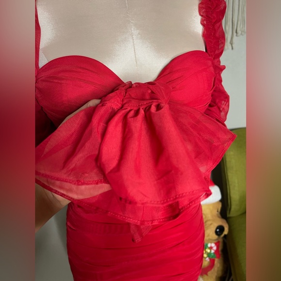 NWT Oh Polly True For You Ruched Mesh Cutout Mini Dress - Picture 8 of 11